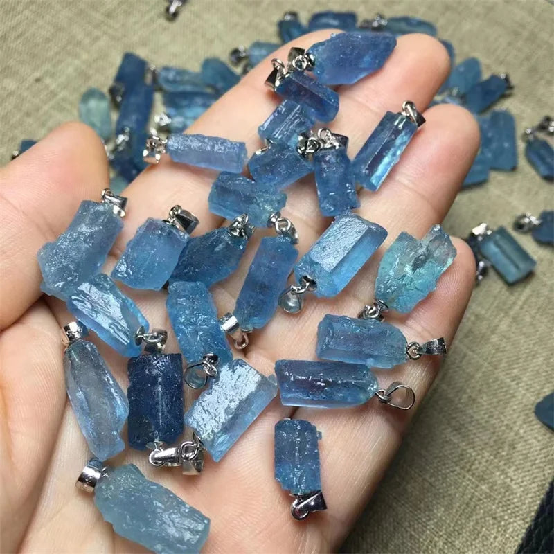 S925 Wholesale Natural Aquamarine Crystal Pendant for Gift