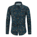 New Men's Printed Long-sleeved Shirt Fashion Floral Casual Slim Shirt Men
