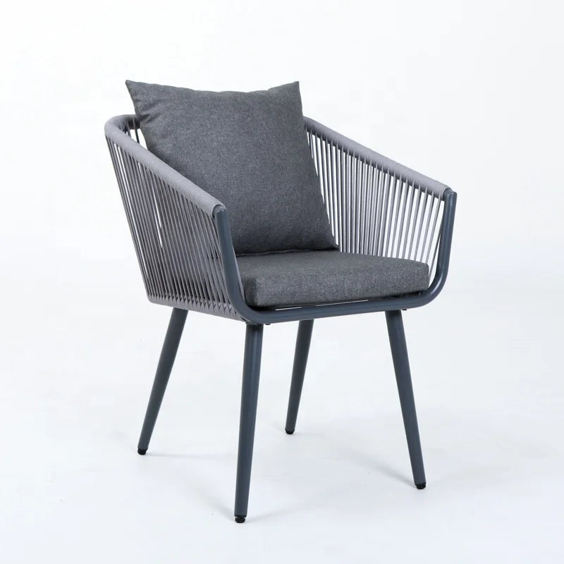 Joye Leisure Modern Durable Aluminum Frame Rope Comfortable Restaurant Dining Chairs for Hotel Villa Outdoor Garden Use Metal