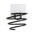 No Drill Wall Mount Stainless Steel Spiral Blower Holder Hair Drier Rack  Black