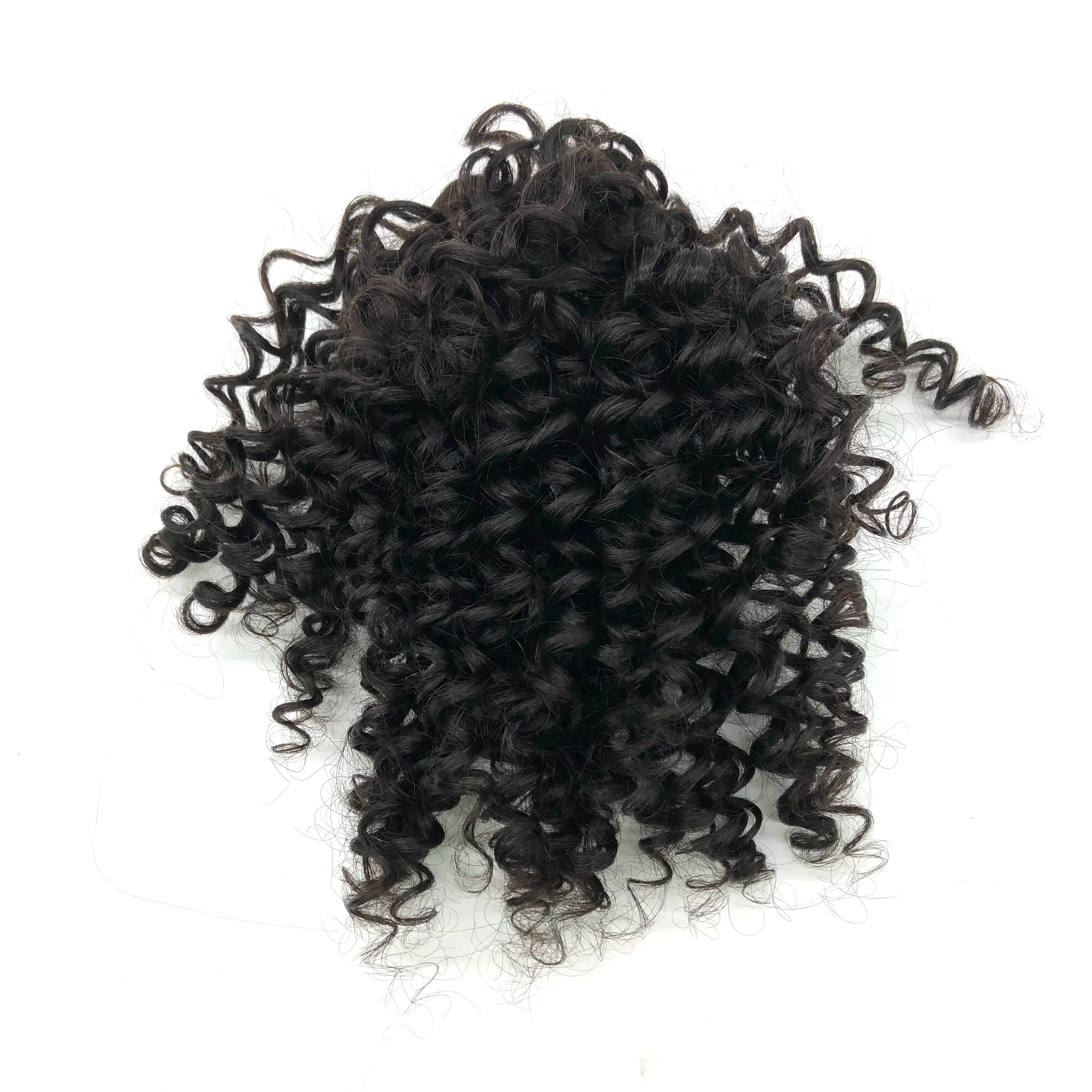 AU Remy Hair 8inch Clip on Hairpiece Extension 100 Real Human Hair Easy to Use Curly Bun for Women