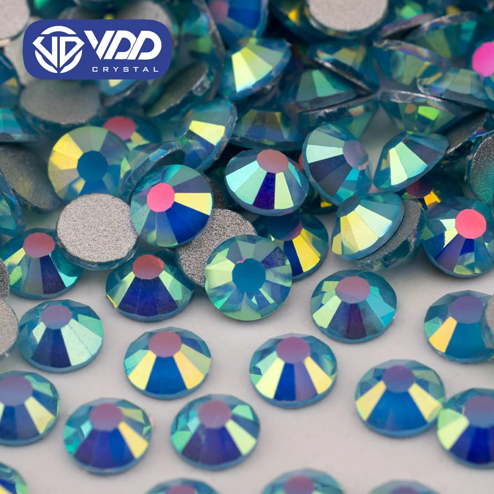 VDD 483 Gleam-Blue SS4-SS30 High Quality Glass Rhinestones Crystal Flatback Strass Bright Stones for DIY Nail Art Accessories