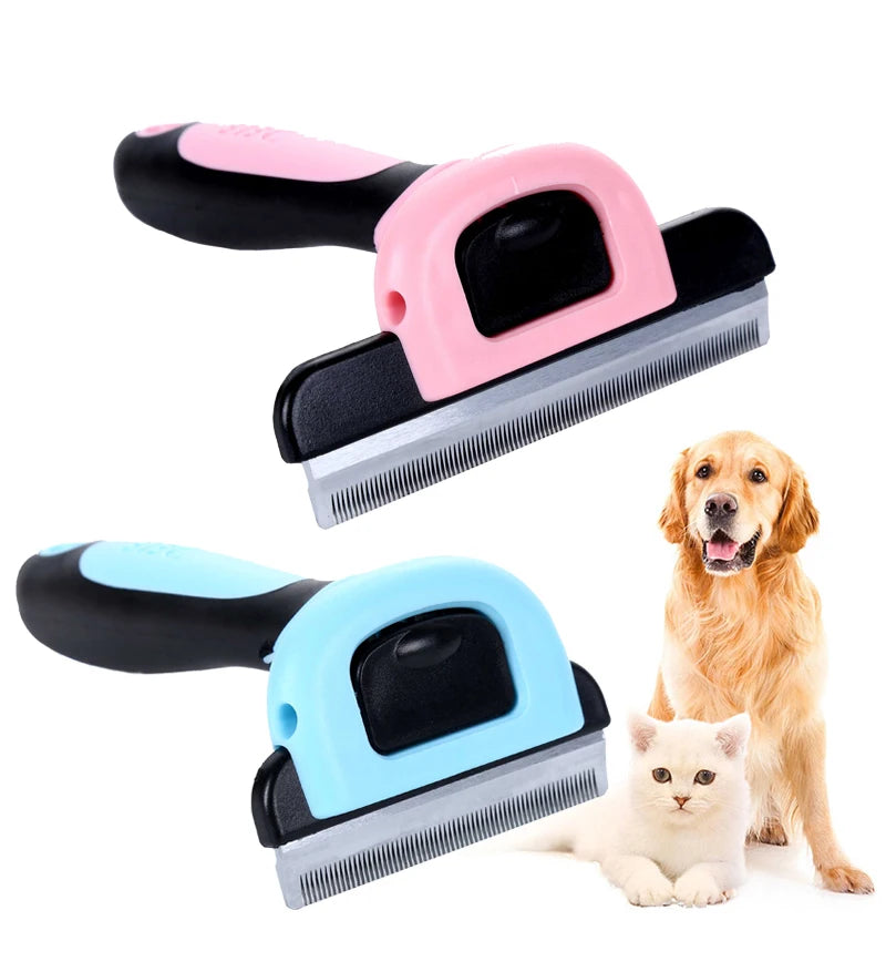 MMG Eco-Friendly Stainless Steel Deshedding Tool for Cats Safe Rubber Grooming Brush for Pets Hair Removal Trimmer