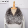 MWFur Winter Women Fluffy Neck Warmer Silver Fox Fur Collar for Men Winter Men Coat Silver Fox Fur Collar