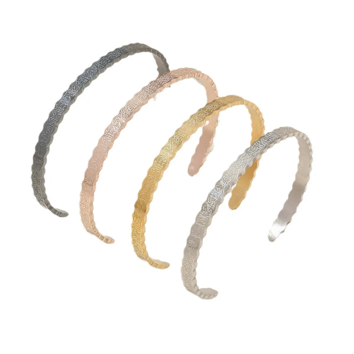 Trendy Charm Cuff Tie Knot U Bracelet for Women Gold Color 316L Stainless Steel Wire Thin Simple Arabic Islam Bangle Jewelry