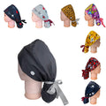 Long Hair Nurse Cap with Buttons Nurse Scrub Drape Cap