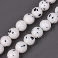 New Arrival White Black Spot Stone Dalmatian Jade Smooth Round Loose Beads for Bracelets Jewelry Making 4mm 6mm 8mm 10mm 12mm