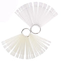 50pcs Fan-Shaped Nail Art Tips with Metal Ring for Nail Colour Display and Polish Practice