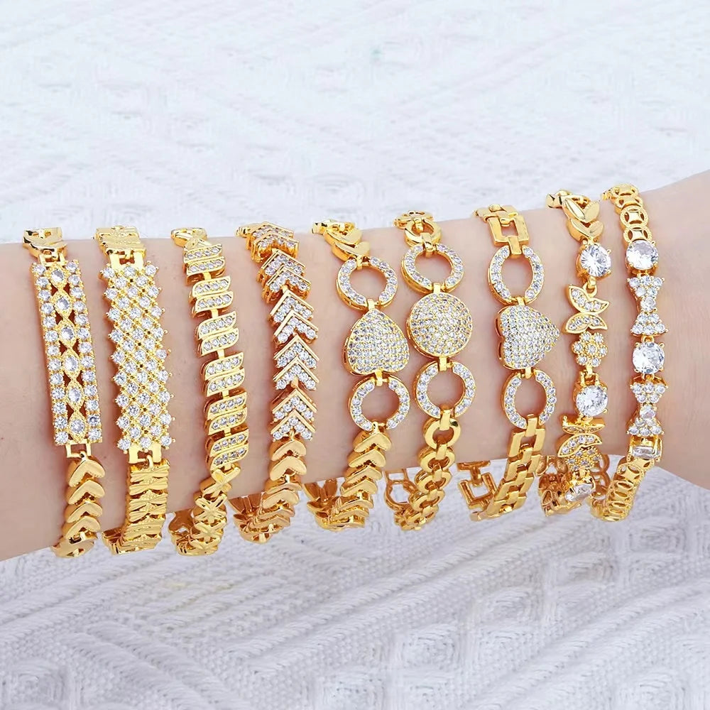 JINXIUXING Hot Sale New Design Gold / Silver Plated Multi Style With Cubic Zirconia Fashion Women Bracelet Jewelry