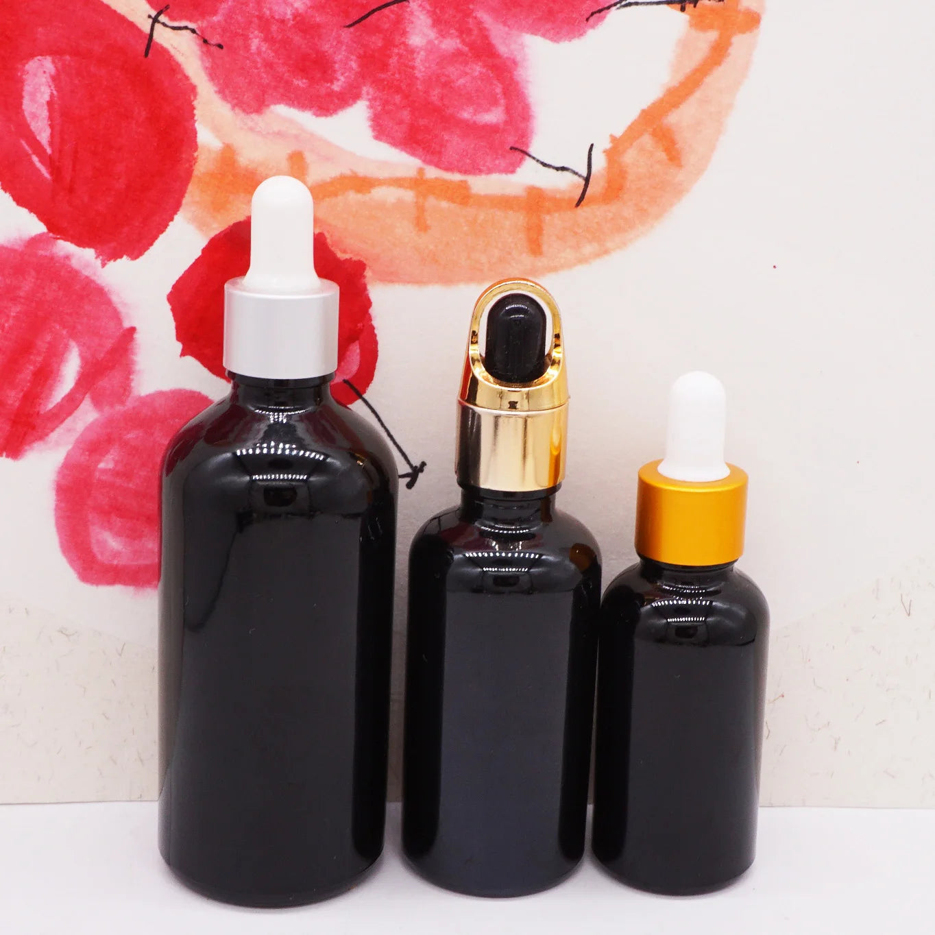 Gloss Black 100ml Glass Essential Oil Bottle 10ml with Gold Dropper Lid