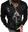 Men's Designer Long Sleeve Casual Shirts Turn Down Collar Full Printed Chemise Pour Homme