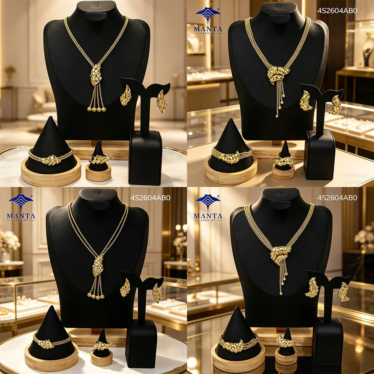 18K Golden Plated Brass Luxury Jewelry Set Exquisite for Women Mother's Day Valentine's Day Gift Small Batch Wholesale