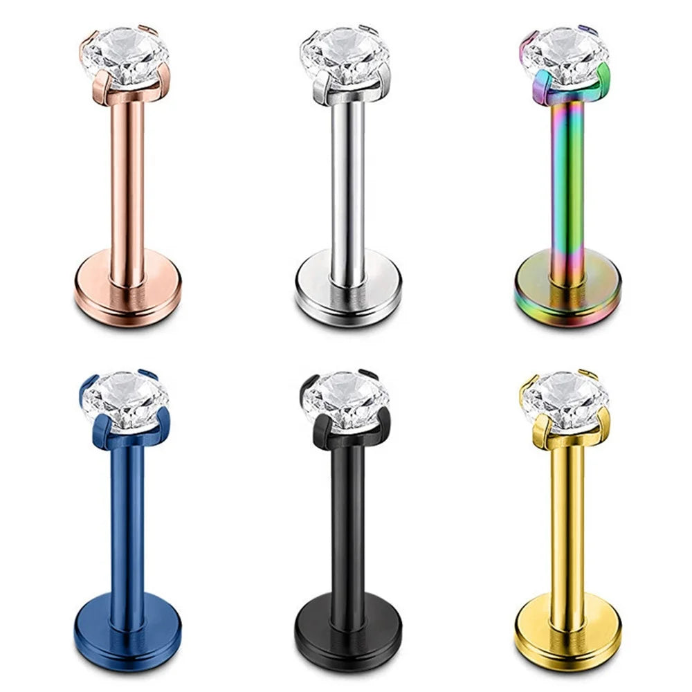 Surgical Steel Marquise Zircon Labret Lip Ring Internal Piercing Cartilage Earring Labret Body Jewelry