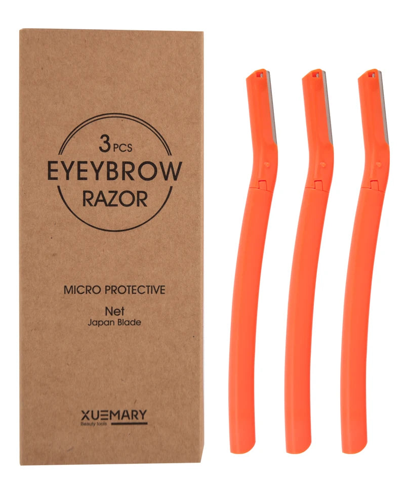 Super Quality 3 PCS Eyebrow Razor Trimmer Set New Trend Safety Blades Eco-Friendly Biodegradable Packaging