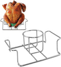 Premium Grade 304 Stainless Steel Grill Roast Rack Stand Chicken Roaster Rack Set with 2 Beer Can Holder US Style for BBQ