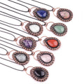 Wholesale Vintage Necklace for Women Water Drop Inlaid Gemstone Agate Pendant Jewelry