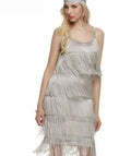 Vintage Vestidos 1920s Flapper Girl Fancy Dress Great Gatsby Dress Costumes Slash Neck Strappy Fringe Swing Party Dress Women