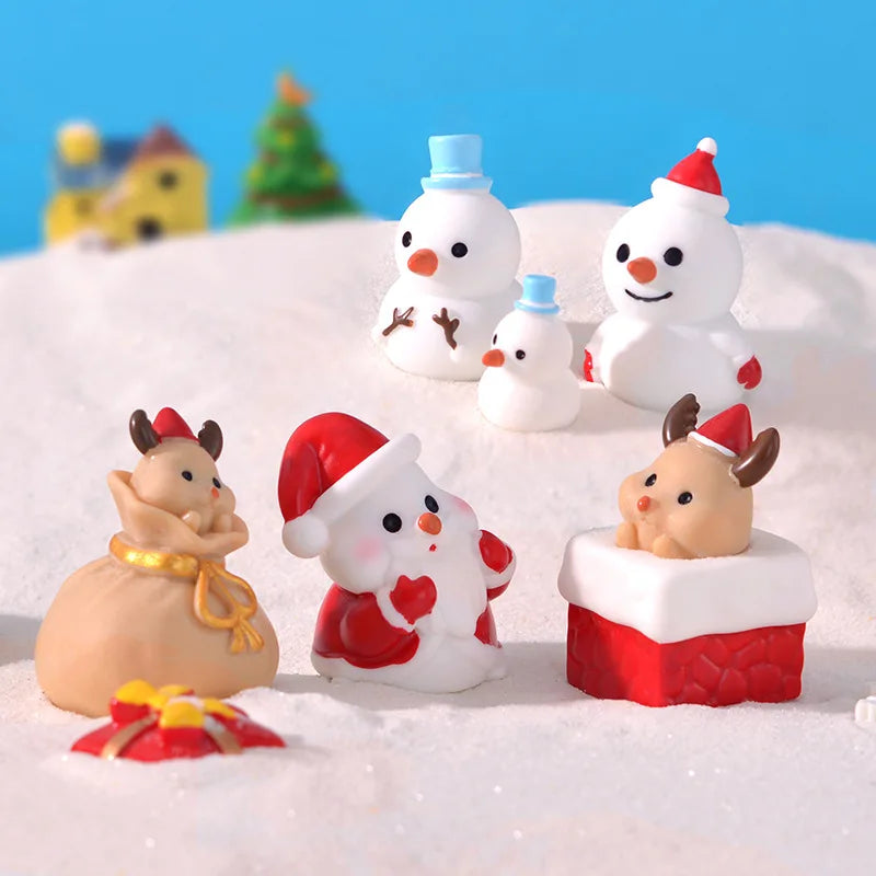 Micro Landscape Resin Crafts Accessories Christmas Ornaments Featuring Snowman Elk Figurine & Toy Gifts