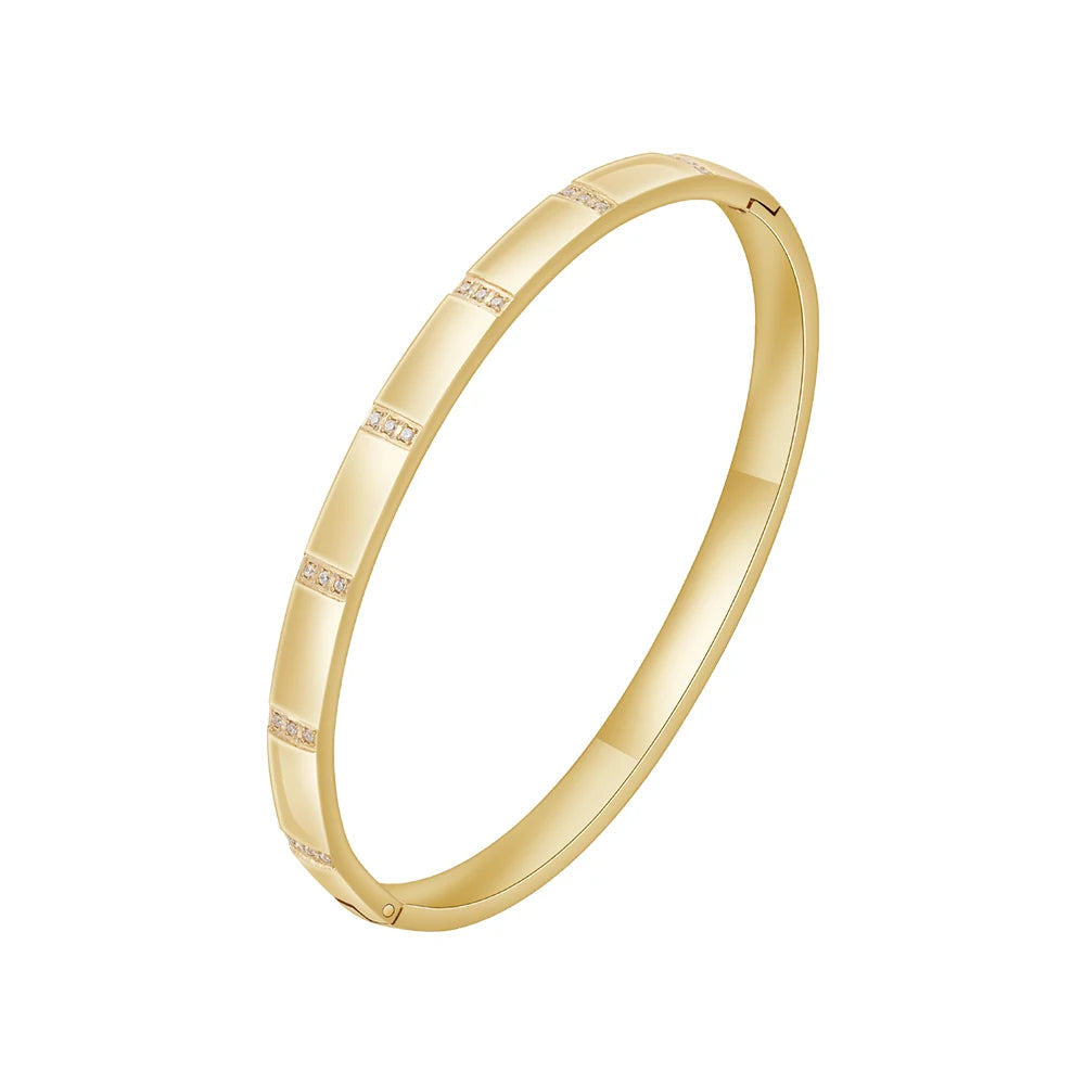 Fashion PVD 18K Gold Plated Stainless Steel Jewelry Crystal Bracelet Zircon Rhinestone Cuff Bangle for Women Bracelet B232388
