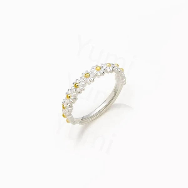 SC Exquisite Fashion Korean Style Ring Set Wedding Party Jewelry  Open Adjustable Finger Rings Daisy Flower Rings for Women