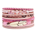 SC Hot Selling Leather Bangle Bracelet Colorful Wax String Bracelets Multi Layer PU Leather Bracelets for Women Men