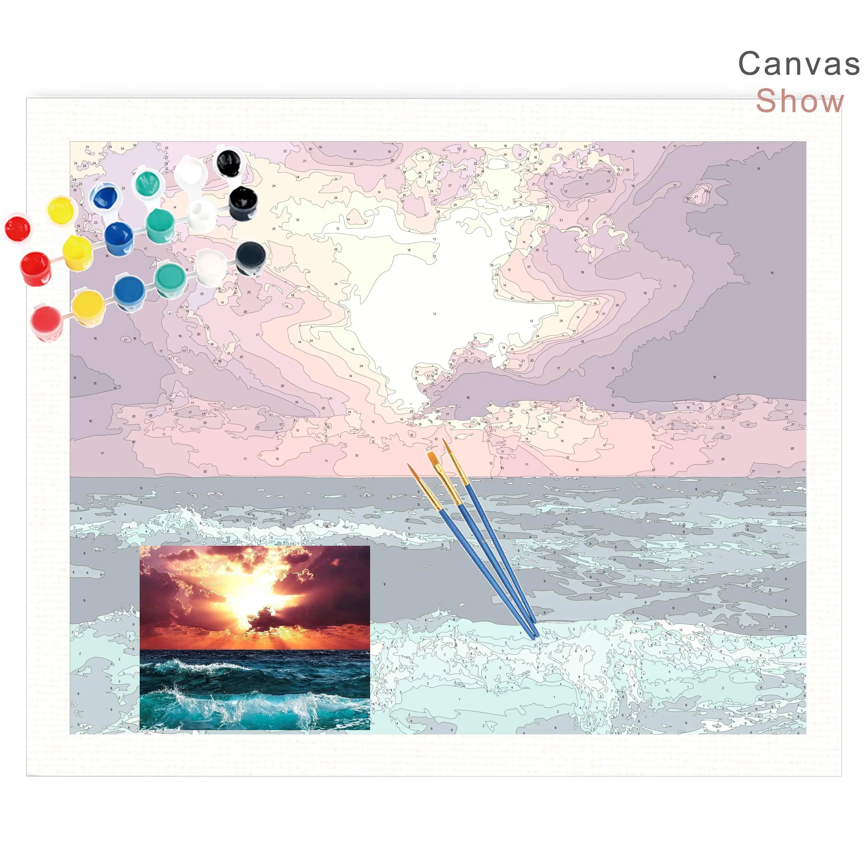 CHENISTORY 3280 Diy Painting by Numbers With Multi Aluminium Frame Kits  Sunrise Sea Diy Craft Picture Drawing Home Decor Gift