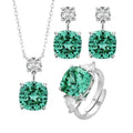 Ladies' Light Luxury Jewelry Set Square Zircon Ring Earrings Necklace Wedding Celebration Engagement Jewelry Set