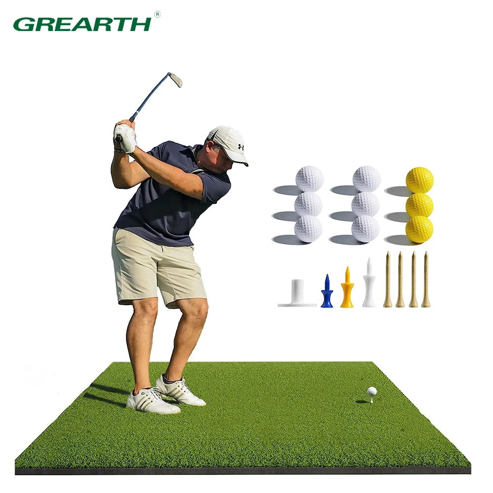 5x4ft Golf Hitting Mats Practice Outdoor Indoor Artificial Turf Golf Practice Mats with Rubber Tees