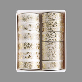 Bronzing and Paper Tape DIY Decorative Hand Account Plant Tape Sticker Creative Life Plain Leaf Washi Tape 12 Rolls