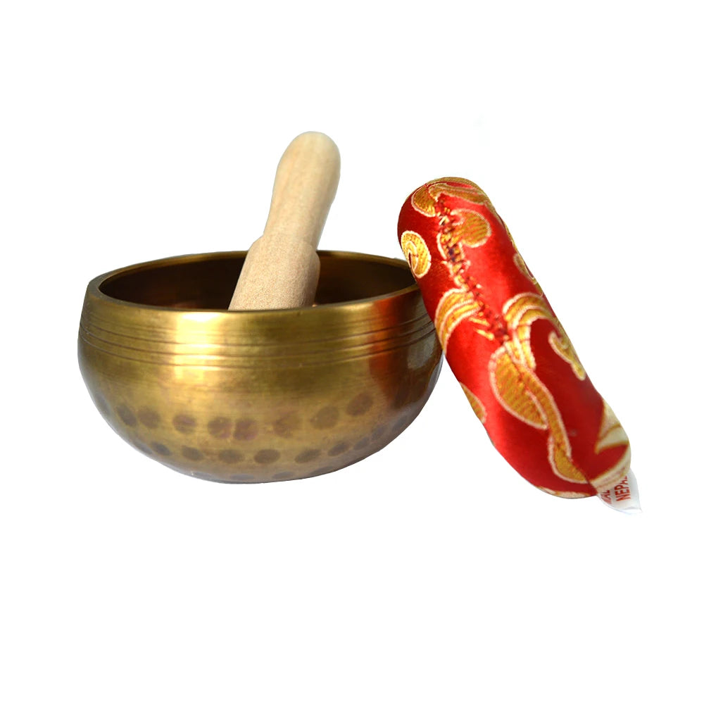 Nepal Chakra Gold Yoga Meditation Tibetan Custom Singing Bowl Set for Sound Therapy