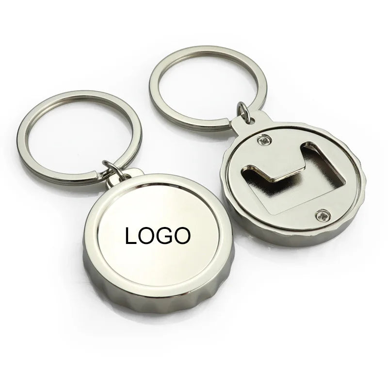 Custom logo Metal Round Beer Bottle Opener Keychain