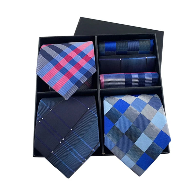 Casual Mens Ties and Pocket Square Set Regular Men Ties and Hanky Set Custom Men Necktie Set Gift Box