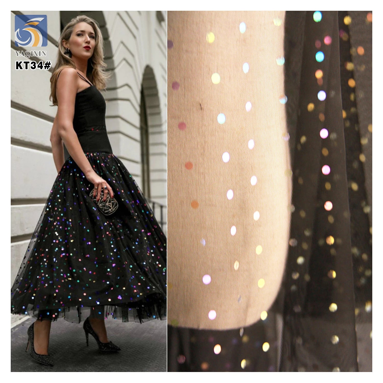 Classic Polka Dot Dress Fabric Rainbow Foil Printed Tulle 2025 New Design Style Wholesale Clothing Fabric