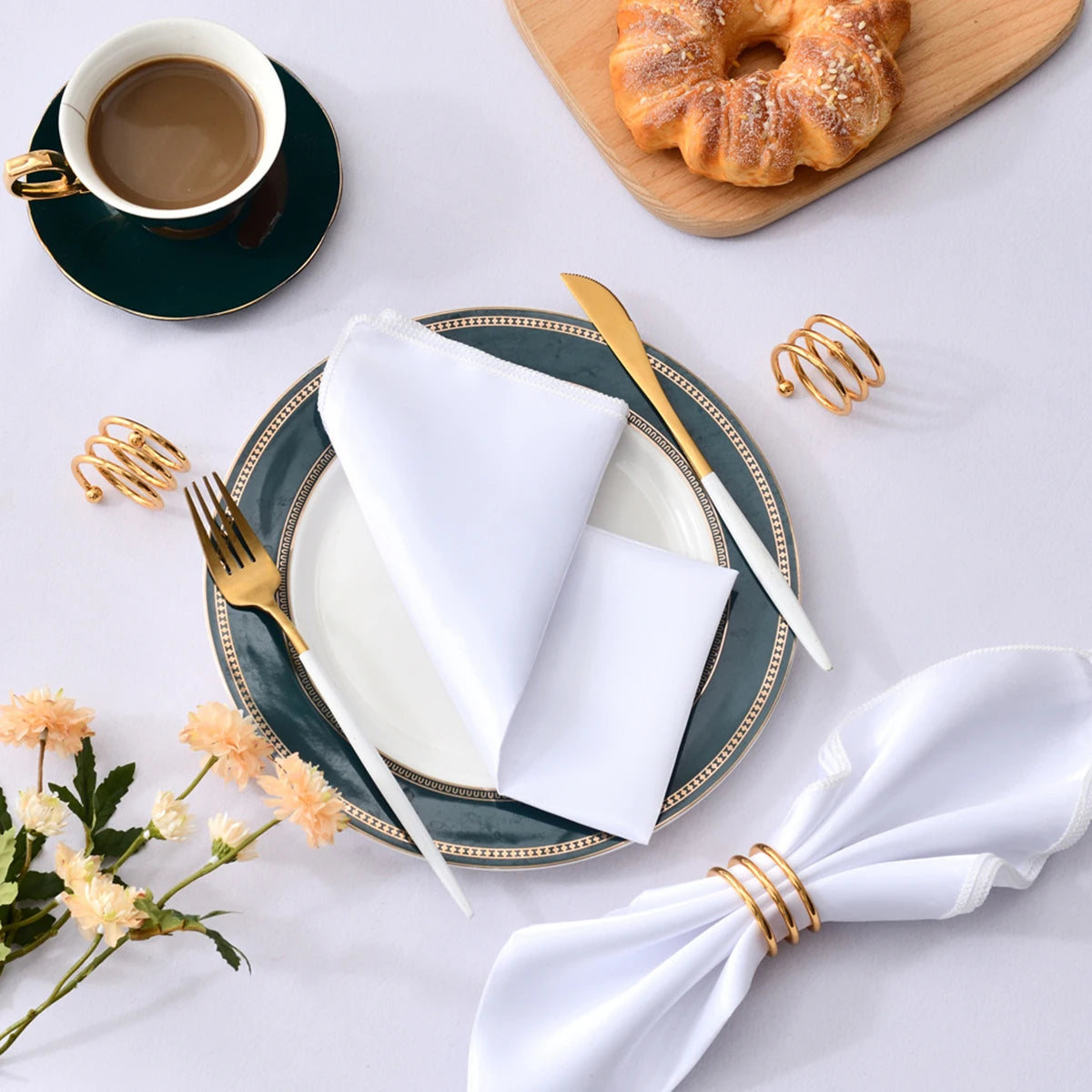 White Polyester Cloth Napkins Wedding Hotel Restaurant Table Napkin Cloth Locking Edge Satin Fabric Serviette Dinner Napkins