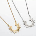 Sun Necklace Gold Ins Trendy Simple Sun Shape Geometric Stainless Steel Sunburst Pendant Women's Short Choker Necklace
