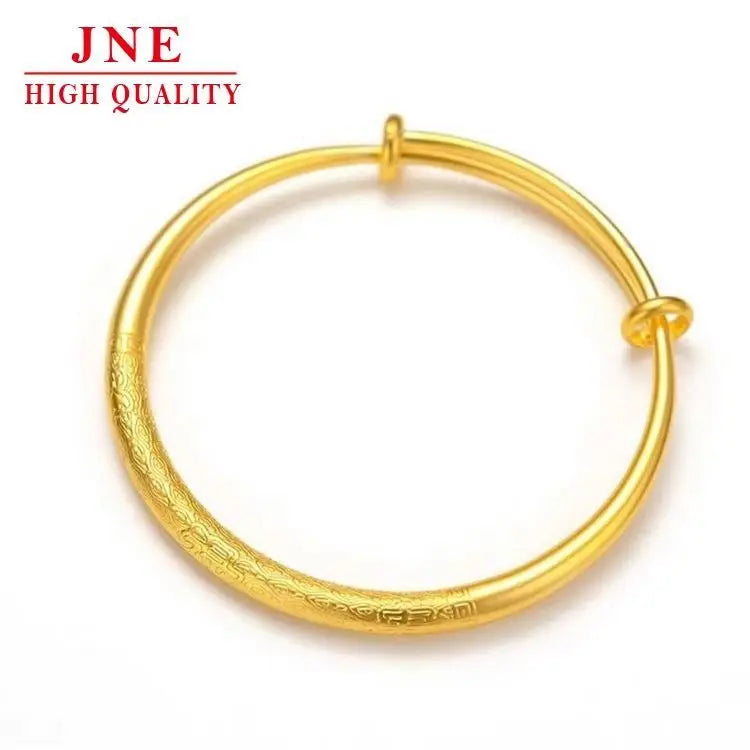 Gold Auspicious Cloud Fu Lu Shou Gold-Plated Bracelet Fashion Best-Seller Gift Good-Looking Carved Push-Pull Non-Fading