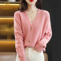 Custom Clothing Manufacturers 2023 Long Sleeve V Neck Button Plain Sweater Knitted Women Cardigan Knitwear Women's Sweaters