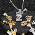 Wholesale Hip Hop Iced CZ Pendant Letter Necklace Personalized Zircon Pendant Necklaces Copper Silver/Gold Plated for Men Women