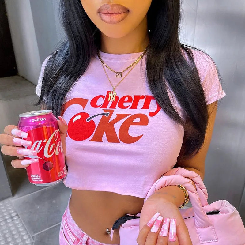 Summer Streetwear Y2K Tops Women 2023 Funny 3D Print Short Sleeve O Neck Basic T-Shirt for Women
