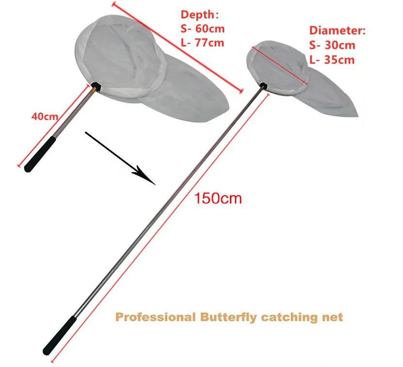 Wholesale Stainless Steel Telescopic Scalable Insect Nets for Butterflies Dragonflies Telescopic Fishing Nets for Shrimp Tadpole
