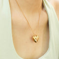 Chris April in Stock Romantic 316L Stainless Steel PVD Gold Plated Water Resistant Zircon Paveel Solid Heart Pendant Necklace