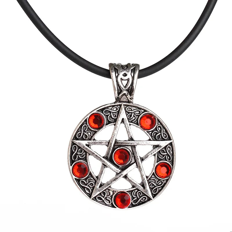 Vintage Devil Satan Logo Pentagram Pendant Necklace with Diamonds