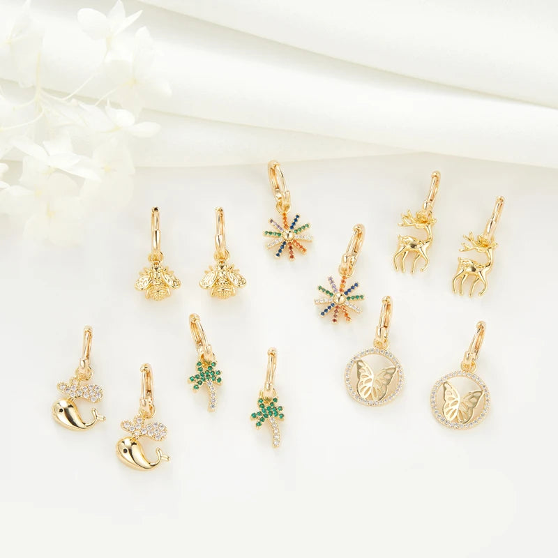 Dangle Hoop Earrings Aesthetic Huggie Earrings With Charms Small Drop Pendant Hoop Earrings for Women