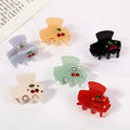 YIYI Factory Price 3.5cm Acetate Small Claw Clip Cherry Rhinestone Decorated Claw Clip square Solid Color Hair Clip