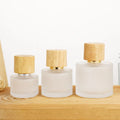 Custom LOGO Travel Sample Portable Wood Grain Cover  Frosted 30ml Empty Perfume Glass Bottle