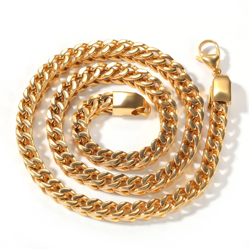 New Gold-Plated 6mm Link Chain Necklace for Men Hip Hop Punk Style for Gift
