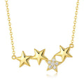 Elegant 4 Star Gold Plated Necklace Layered Women Non Tarnish Charm Silver 925 Star Necklaces with Sparkling Zirconia