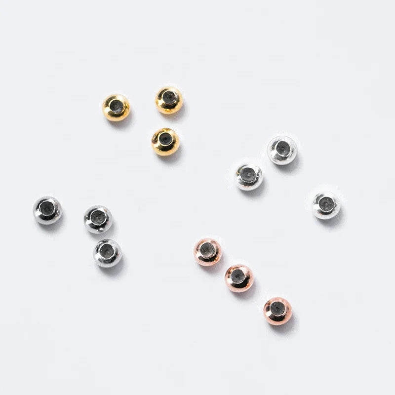 High Grade S925 Sterling Silver Silicone Adjustable Round Spacer Beads for Jewelry Making