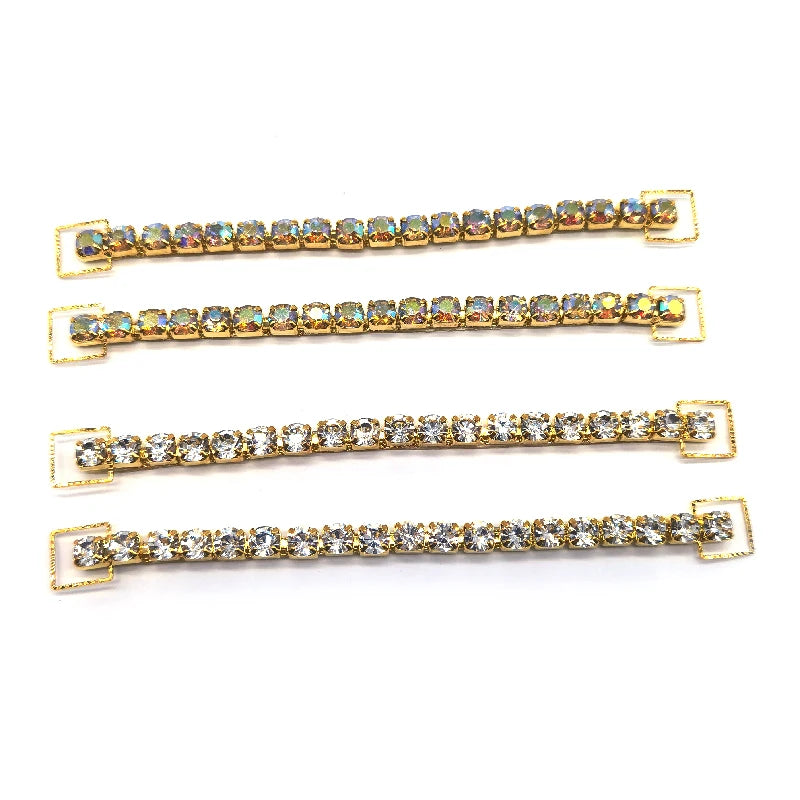 Wholesale Gold Plated Rhinestone One Row Crystal Bikini Connectors for Competition Bikini Suits