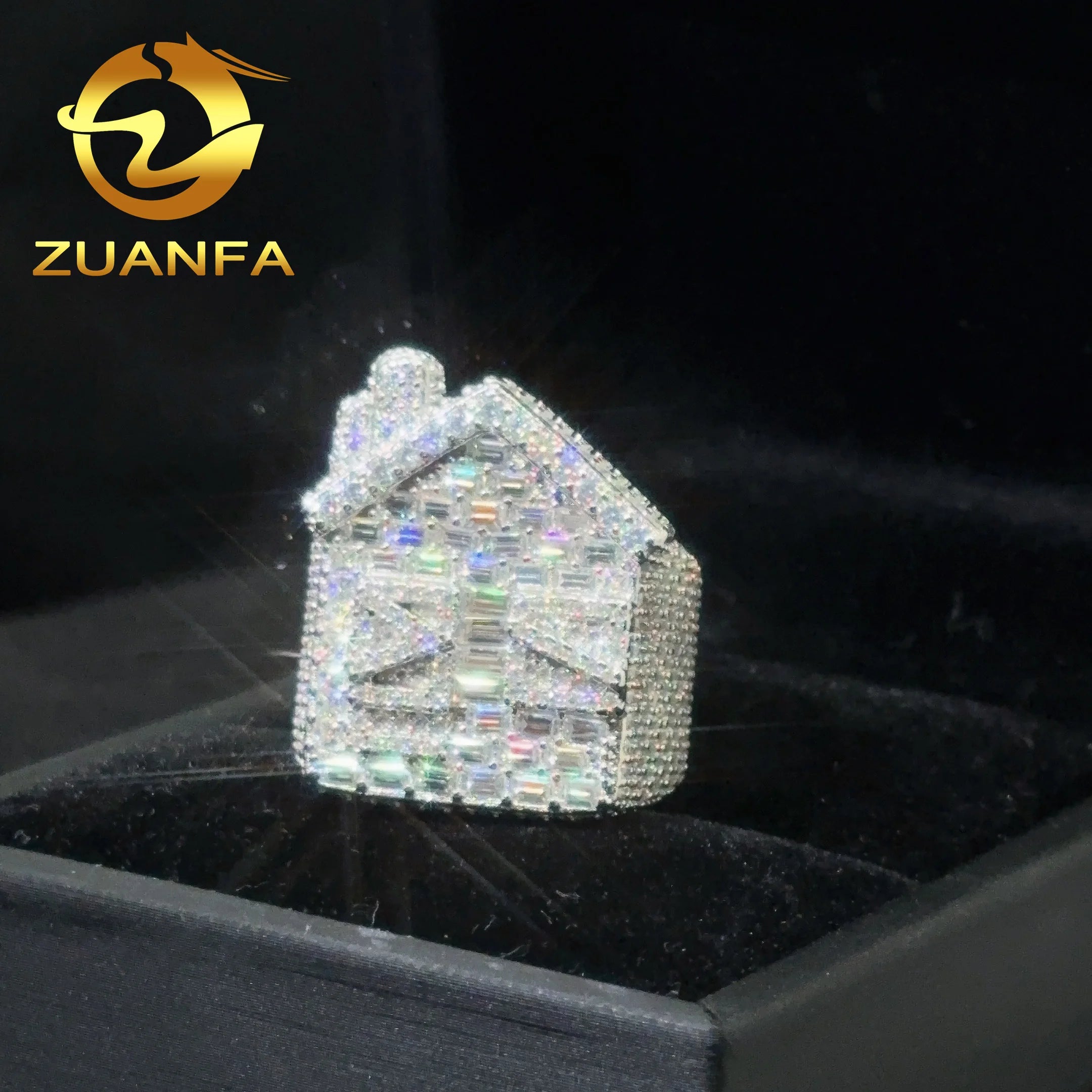 Fashion Men Jewelry House Ring Iced Out Hip Hop Ring 925 Silver Moissanite Diamond Ring